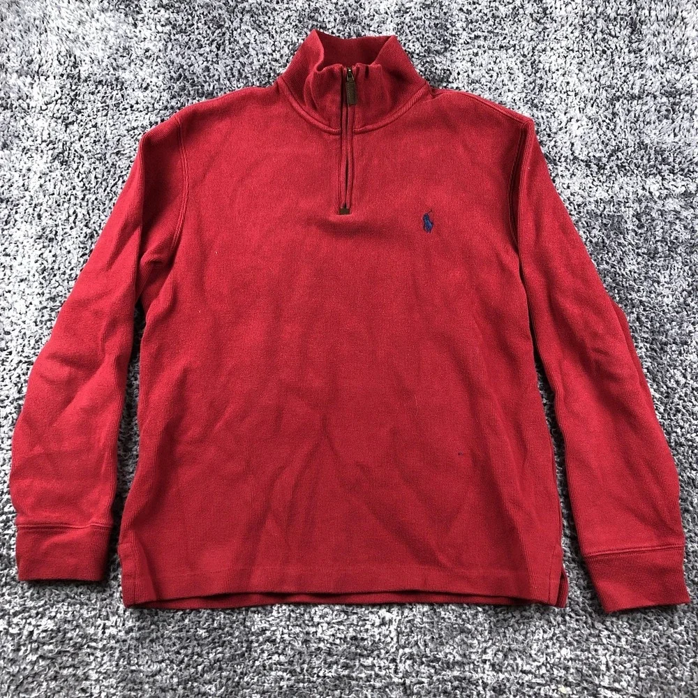 Polo Ralph Lauren Sweater‎ Mens Small Red 1/4 Zip Mock Neck Pullover Pony Logo
